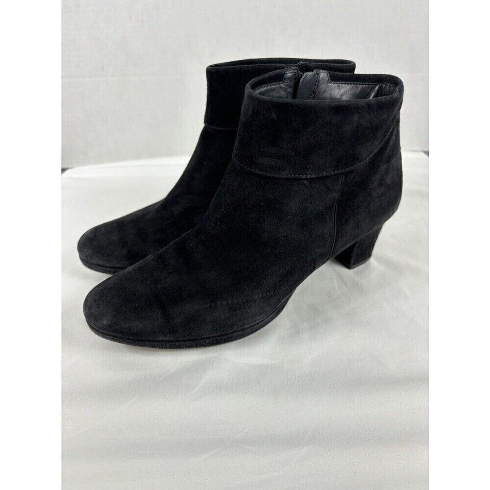 Paul Green Platform Boot Bootie Black Suede Size 9.5 EU 40 Low Heel Handmade
